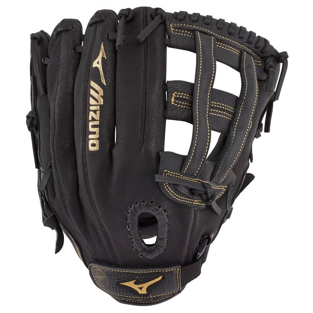Panske Rukavice Mizuno Premier Series Slowpitch 12" Čierne/Zlate Vypredaj RAUD51379